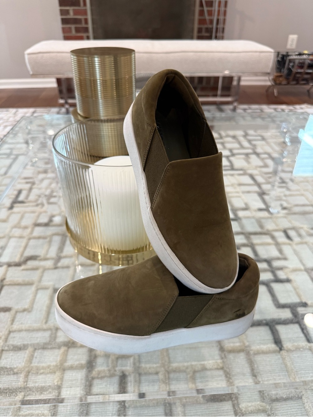 Women’s Vince Slip-On Casual Sneakers in Olive Green